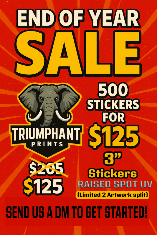 End of Year Sale 3" Raised Spot UV Stickers